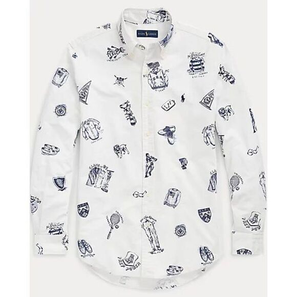 Ralph Lauren RARE Classic Fit Print Oxford Shirt Men’s Size XL Tall - Picture 1 of 10